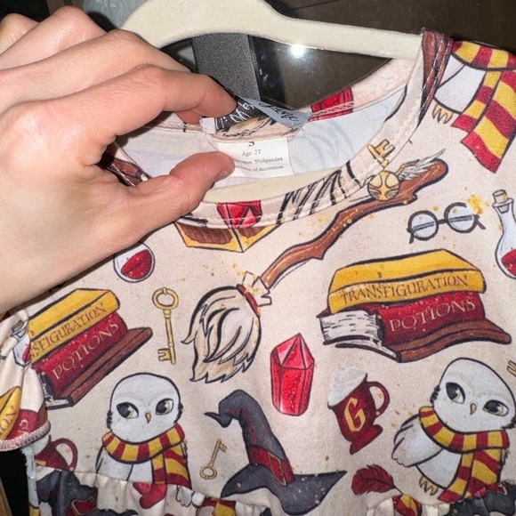 Harry Potter toddler girl dress sorting hat owls scarf golden quidditch print - Picture 5 of 5